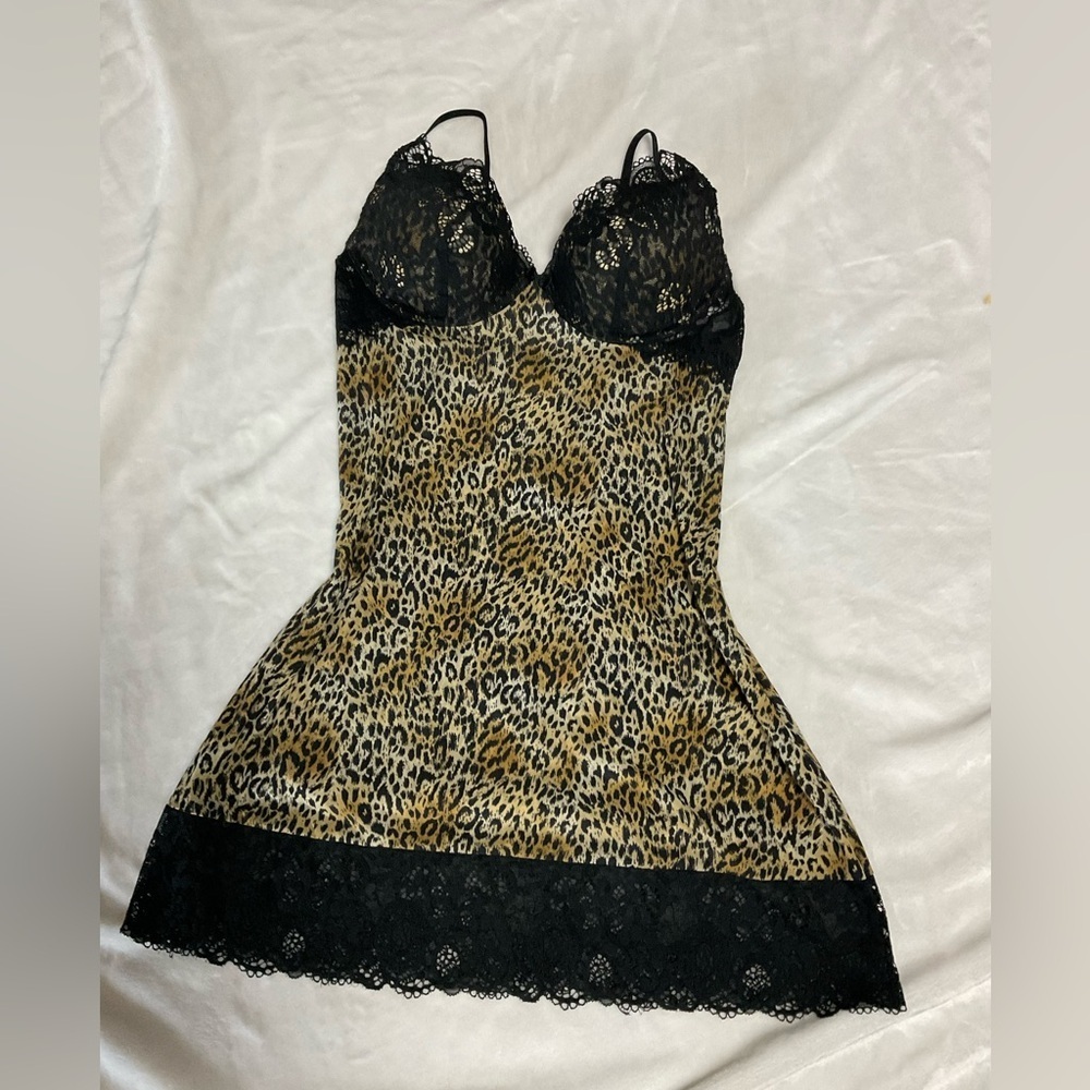 Vintage Victorias Secret Leopard Print Lace slip on